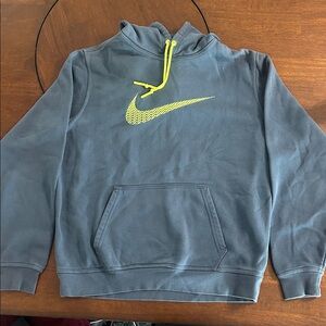 Nike Men's Large Blue/Gray Sweater with Neon Yellow Details